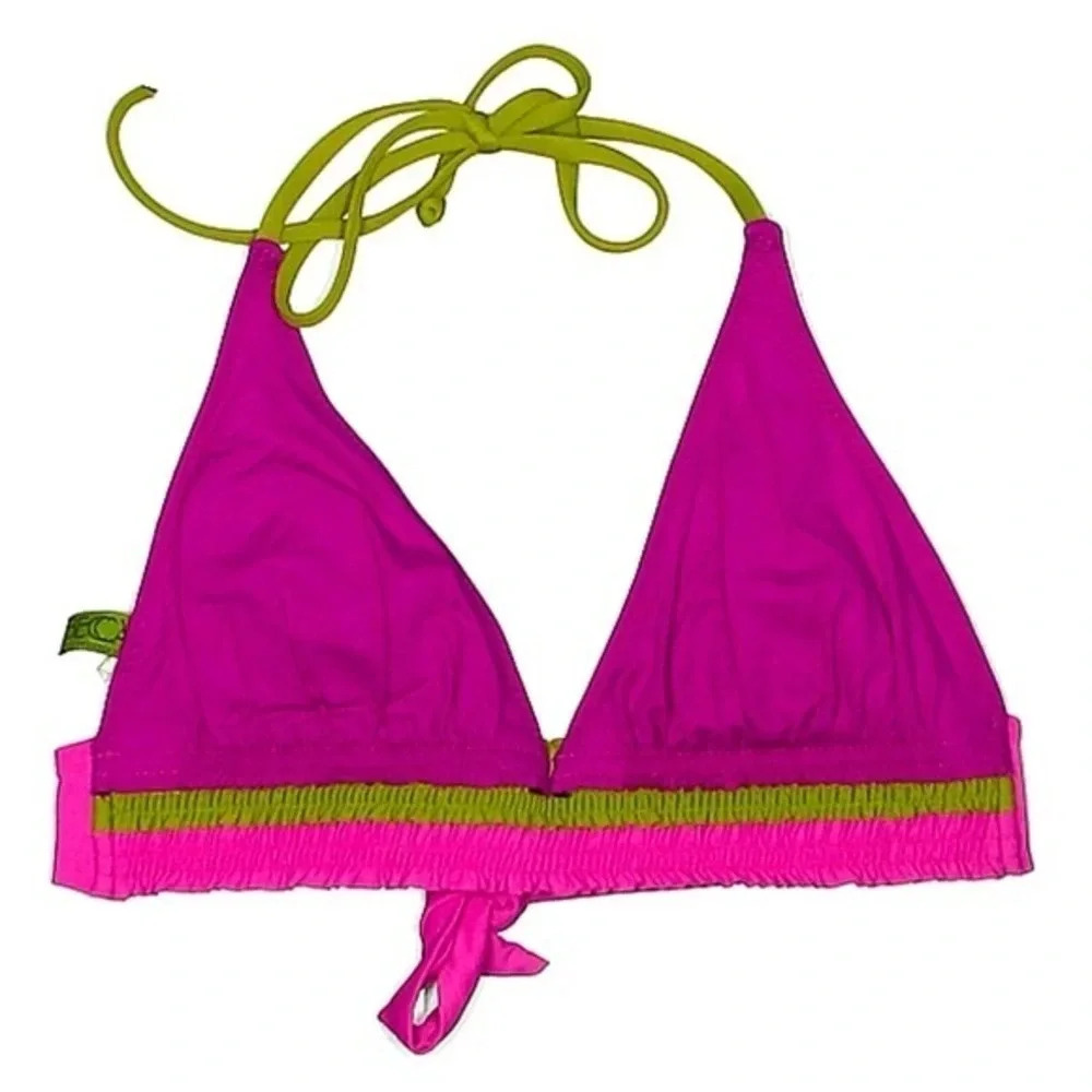 BECCA Rebecca Virtue Sunrise Color Block Banded Halter Top Bikini Size S Small